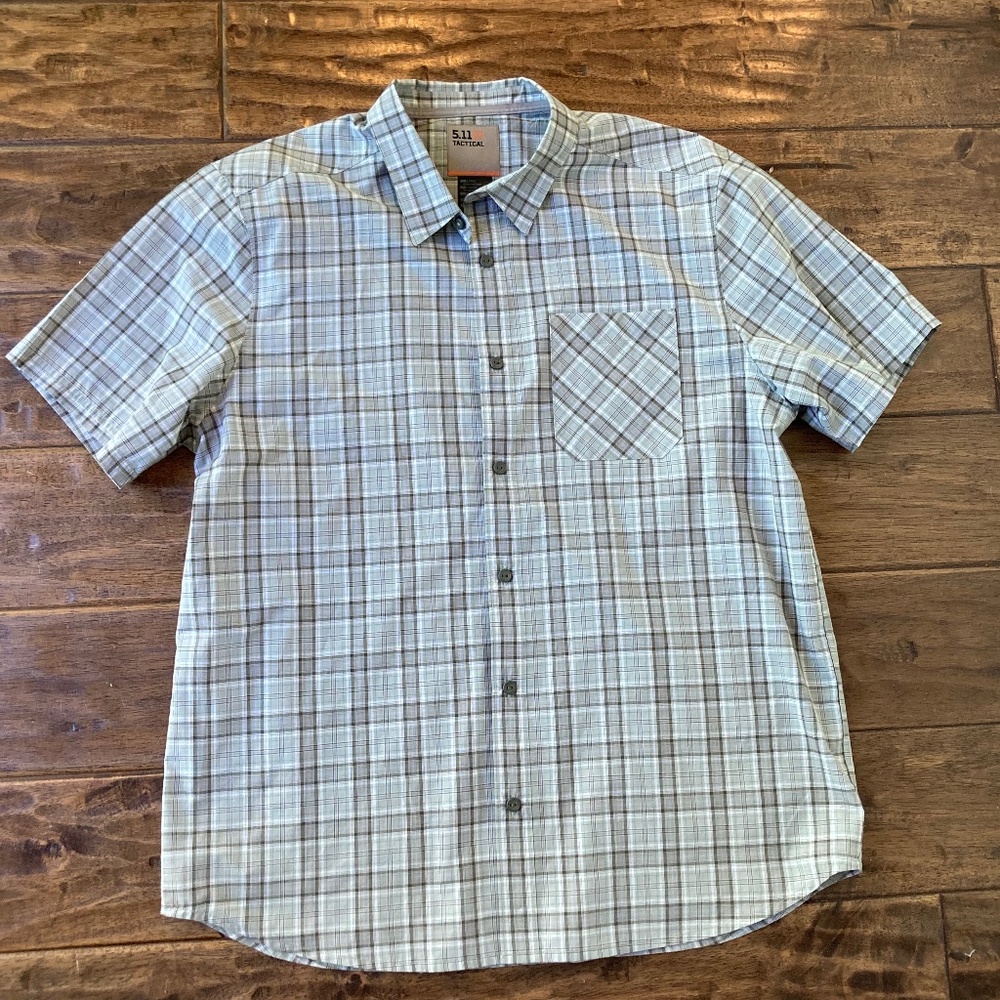 5.11 Tactical Mens Large Carson Plaid  Short Sleeve Shirt Snap Front